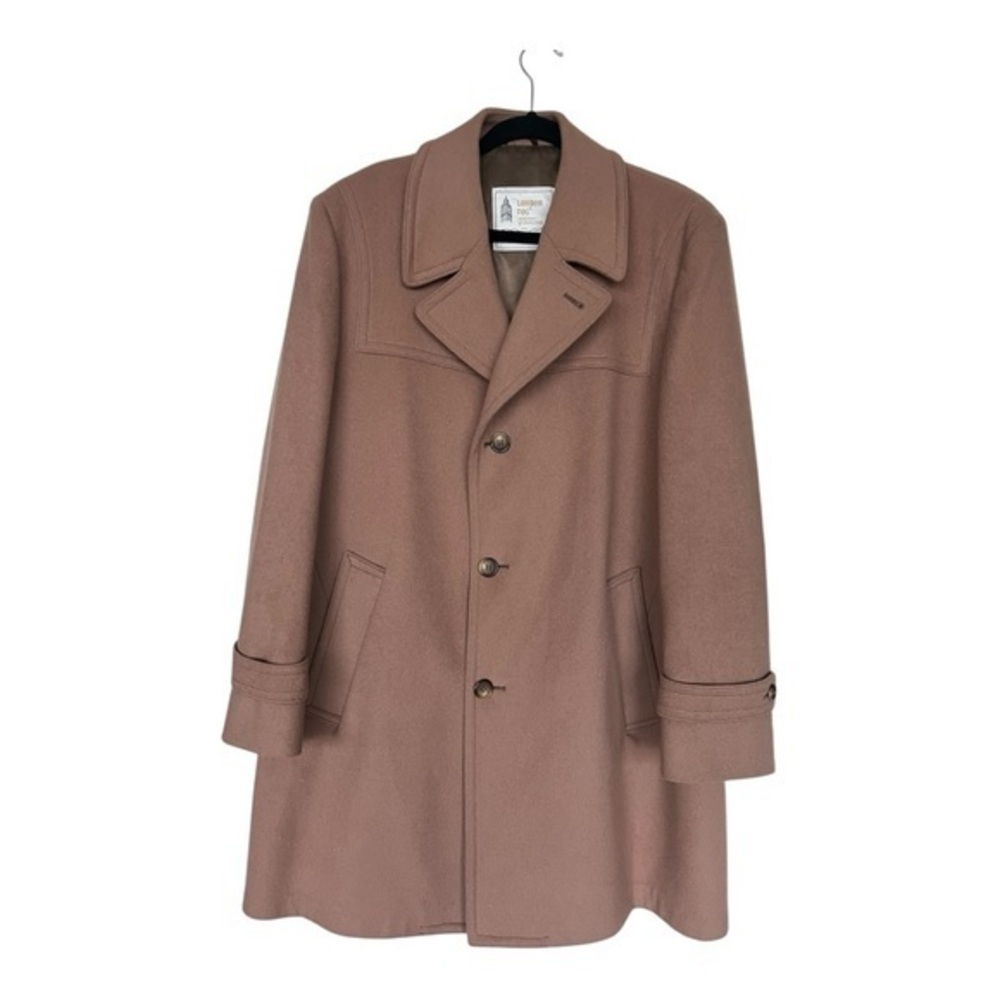 London Fog Vintage Mens Brown Wool Single Breasted Coat Size 44